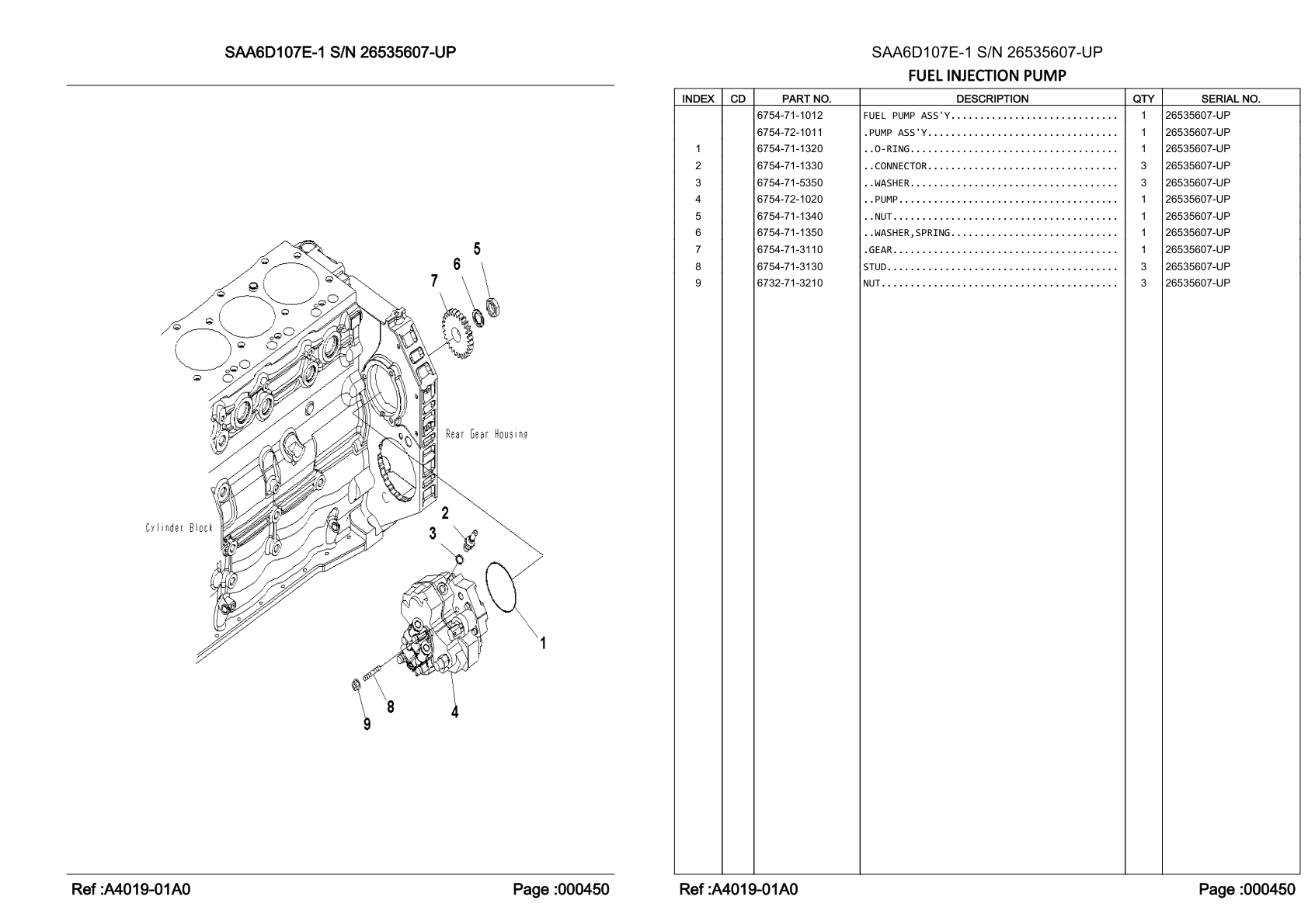 OEM exploded diagram and parts table — Nut