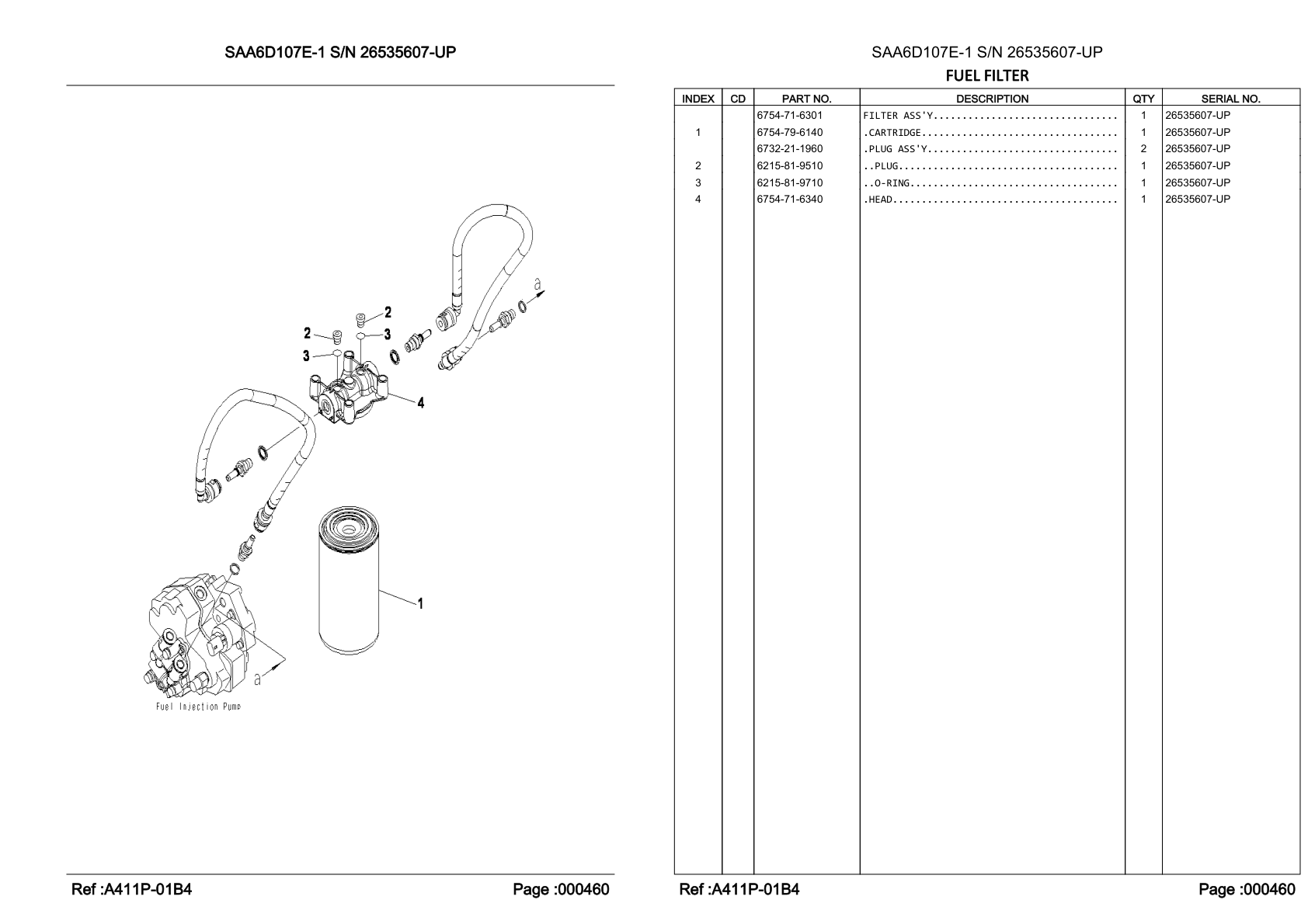 OEM exploded diagram and parts table — Cartridge