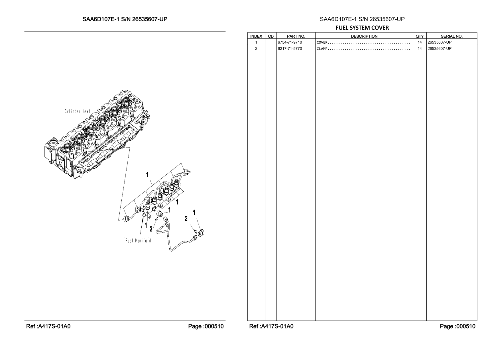 OEM exploded diagram and parts table — Clamp