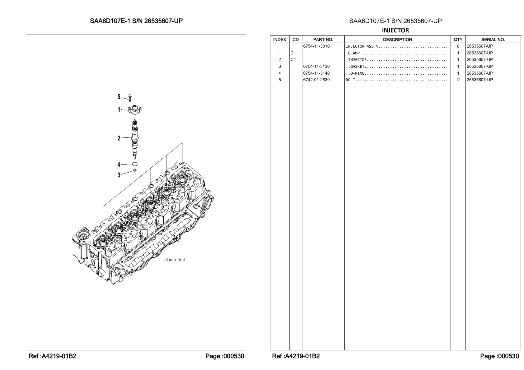 OEM exploded diagram and parts table — Bolt