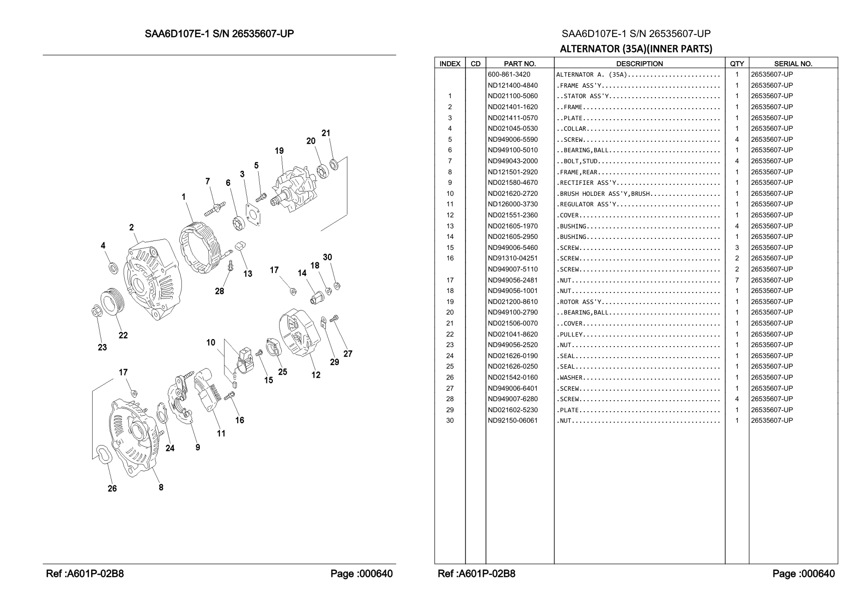 OEM exploded diagram and parts table — Collar