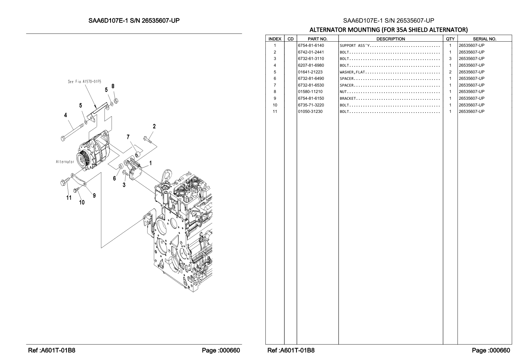 OEM exploded diagram and parts table — Bolt
