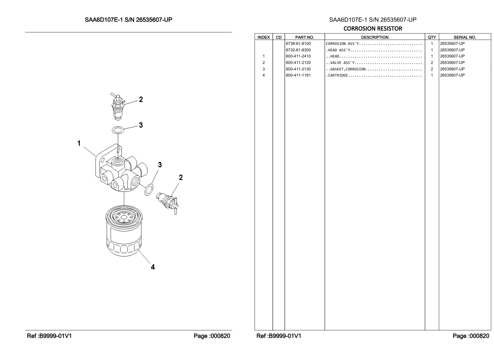 OEM exploded diagram and parts table — Corrosion Assembly